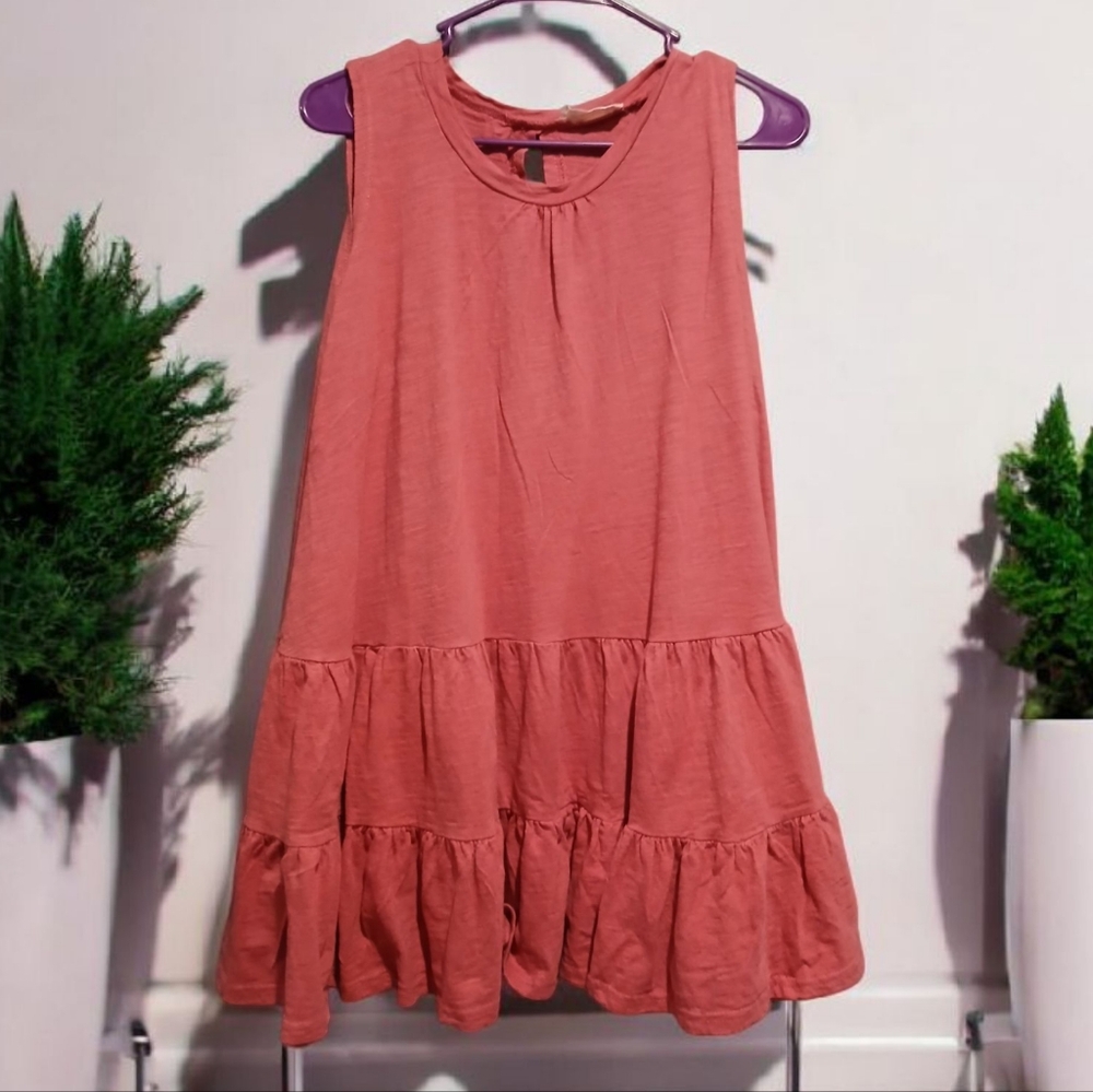 Altar'd State Coral Pink Tiered Mini Dress